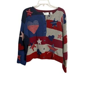 Design Options Philip Jane Gordon Americana Patriotic Stars and Stripes Sweater